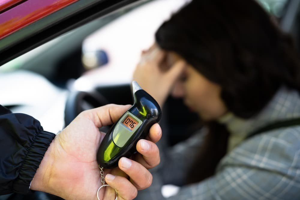 Sad Woman With Alcohol Intoxication Stopped By Policeman